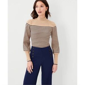 Ann Taylor Striped Mock Neck Sweater